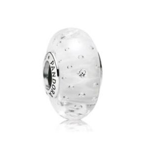 Authentic PANDORA White/Clear Effervescence Murano Glass Charm